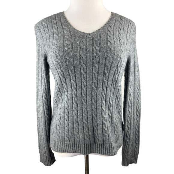 Vtg Lauren Ralph Lauren Cashmere V-Neck Pullover Sweater Gray Women's Medium - Picture 13 of 14
